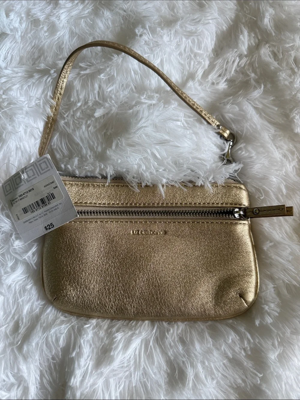 Liz Claiborne Gold Metallic Wristlet Clutch with Strap